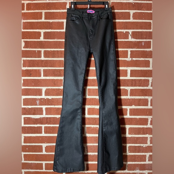 Edikted Denim - Edikted Luna Faux Leather Flare Jeans. Medium
